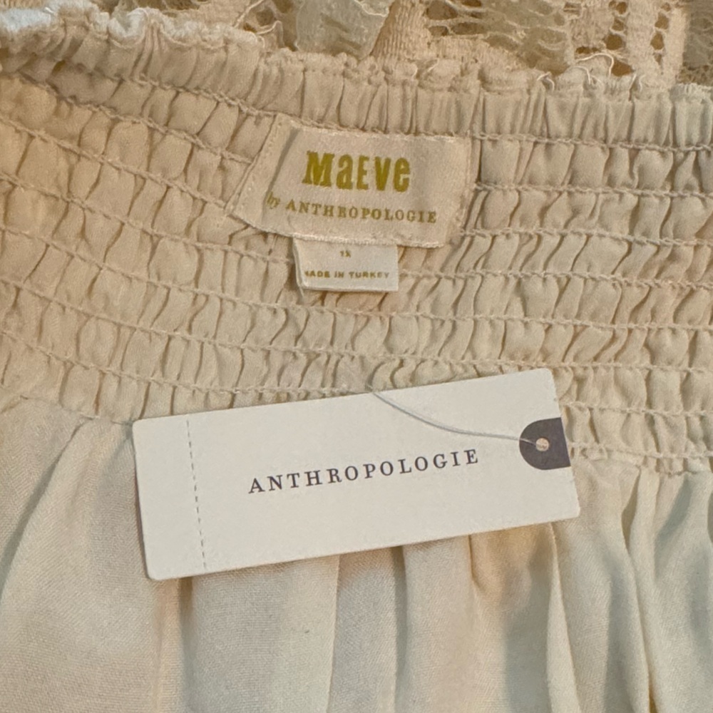Maeve by Anthropologie Strapless Lace Mini Dress, White, Size 16 - Picture 4 of 7